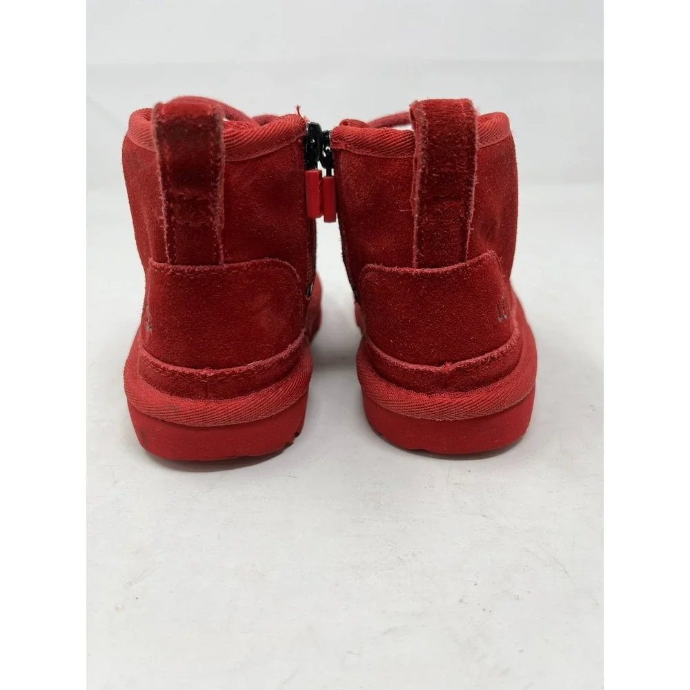 UGG Neumel‎ Boots Shoes Toddler Size 8 Red Suede Zip Ankle Sherpa Lined